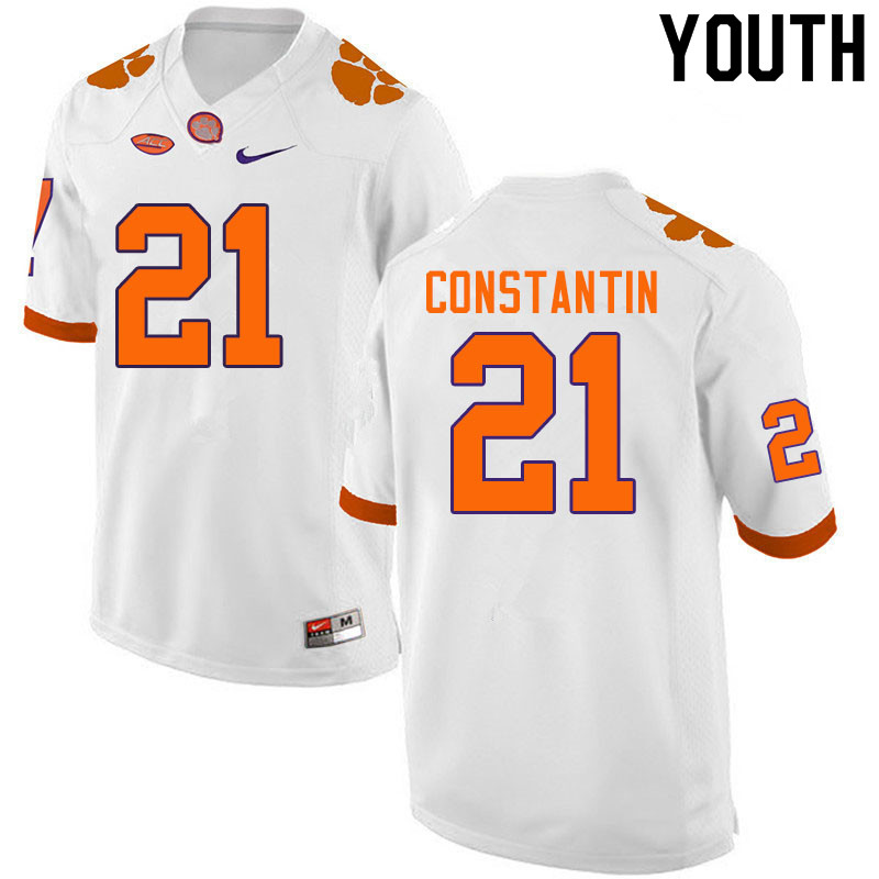 Youth #21 Bryton Constantin Clemson Tigers College Football Jerseys Sale-White - Click Image to Close